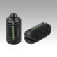 Spring plungers with slot and thrust pin, steel, standard spring force, with thread lock