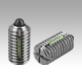 Spring plungers with slot and thrust pin, stainless steel, light spring force, with thread lock