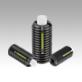 Spring plungers with hex socket and flat POM thrust pin, steel, with thread lock