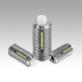 Spring plungers with hex socket and flat POM thrust pin, stainless steel, with thread lock