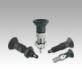 Indexing plungers, steel or stainless steel with plastic mushroom grip and extended indexing pin