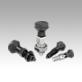 Indexing plungers, steel or stainless steel with plastic mushroom grip and cap