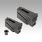 Side clamps, steel with elongated holes, jaws serrated