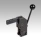 Manual clamp, steel, vertical with front hole pattern