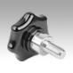 Star grips, plastic with protruding steel bush, Form L, external thread