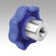 Star grips, plastic, visually detectable with protruding steel bush, Form K, with tapped bush