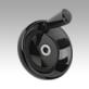 Disc handwheels with revolving grip, steel parts stainless steel, Form E, with reamed hole