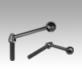 Clamping levers, steel with external thread and plastic ball knob