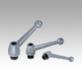 Clamping levers, steel, with internal thread, hammer tone enamelled, threaded insert black oxidised steel