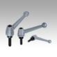 Clamping levers, steel, with external thread, hammer tone enamelled, threaded insert black oxidised steel