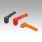 Clamping levers, die-cast zinc, flat with internal thread, threaded insert stainless steel