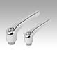Clamping levers with internal thread, threaded insert stainless steel, high-gloss chromed
