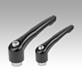 Clamping levers with internal thread, threaded insert stainless steel, satin finish
