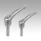 Clamping levers with external thread, steel parts stainless steel, bright - inch