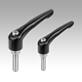 Clamping levers with external thread, steel parts stainless steel, satin finish - inch