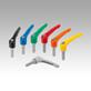 Clamping levers with external thread, steel parts stainless steel, matt textured - inch