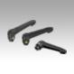 Clamping levers, plastic, antistatic with internal thread, threaded insert black oxidised steel