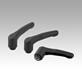 Clamping levers, plastic, metal detectable with internal thread, threaded insert stainless steel