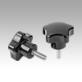 Five lobe grip, plastic (thermoset) with external thread, threaded insert steel or stainless steel