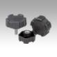Five lobe grips, plastic, threaded insert brass or steel