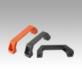 Pull handles, plastic, narrow, slanted both sides