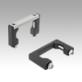 Pull handles, aluminium with plastic grip legs and smooth grip, mounted from the front