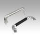 Tubular handles, stainless steel with investment cast grip legs, mounted from the front or rear