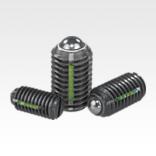Spring plungers with slot and ball, steel, with thread lock