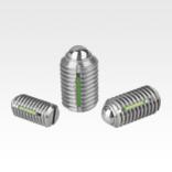 Spring plungers with slot and ball, stainless steel, with thread lock