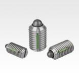Spring plungers with slot and thrust pin, stainless steel, with thread lock