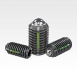 Spring plungers with hex socket and ball, steel, with thread lock
