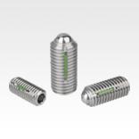 Spring plungers with hex socket and ball, stainless steel, with thread lock