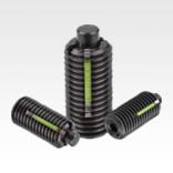 Spring plungers with hex socket and flat thrust pin, steel, with thread lock