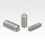 Spring plungers with hex socket and thrust pin, stainless steel, with thread lock