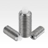 Spring plungers with hexagon socket and flattened POM thrust pin, stainless steel