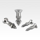 Indexing plungers, stainless steel with stainless steel mushroom grip - inch