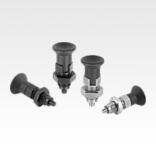 Premium - Indexing plungers, steel or stainless steel with plastic mushroom grip and tapered indexing pin