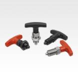 Indexing plungers, steel or stainless steel with plastic T-grip