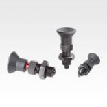 Indexing plungers, steel with plastic mushroom grip and locked mark