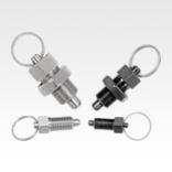 Indexing plungers, steel or stainless steel with stainless steel pull ring