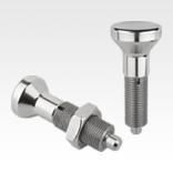 Indexing plungers, stainless steel, without collar, with stainless steel mushroom grip