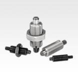 Indexing plungers, steel or stainless steel without collar, with threaded pin