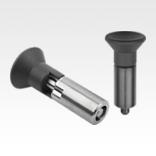 Indexing plungers, steel or stainless steel, smooth version without collar, with plastic mushroom grip