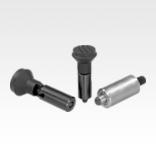 Indexing plungers, steel or stainless steel, smooth version without collar, with plastic mushroom grip and cap