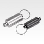 Indexing plungers, steel or stainless steel, smooth version without collar, with stainless steel pull ring