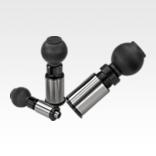Precision indexing plungers, steel with plastic spherical knob and tapered indexing pin