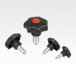 Indexing and clamping grips, steel with plastic star grip and optical lock indicator