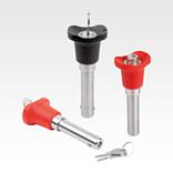 Ball lock pins, lockable with plastic grip