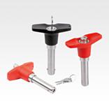 Ball lock pins, lockable with plastic T-grip