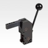 Manual clamp, steel, vertical with front hole pattern